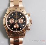 Rolex Everose Replica Watch JH Factory Swiss 4130 Daytona Black Dial